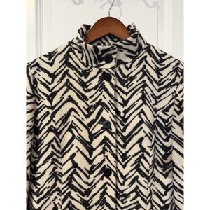 The Limited Wool Mohair Chevron Coat Women's Medium Black White Longline 38"